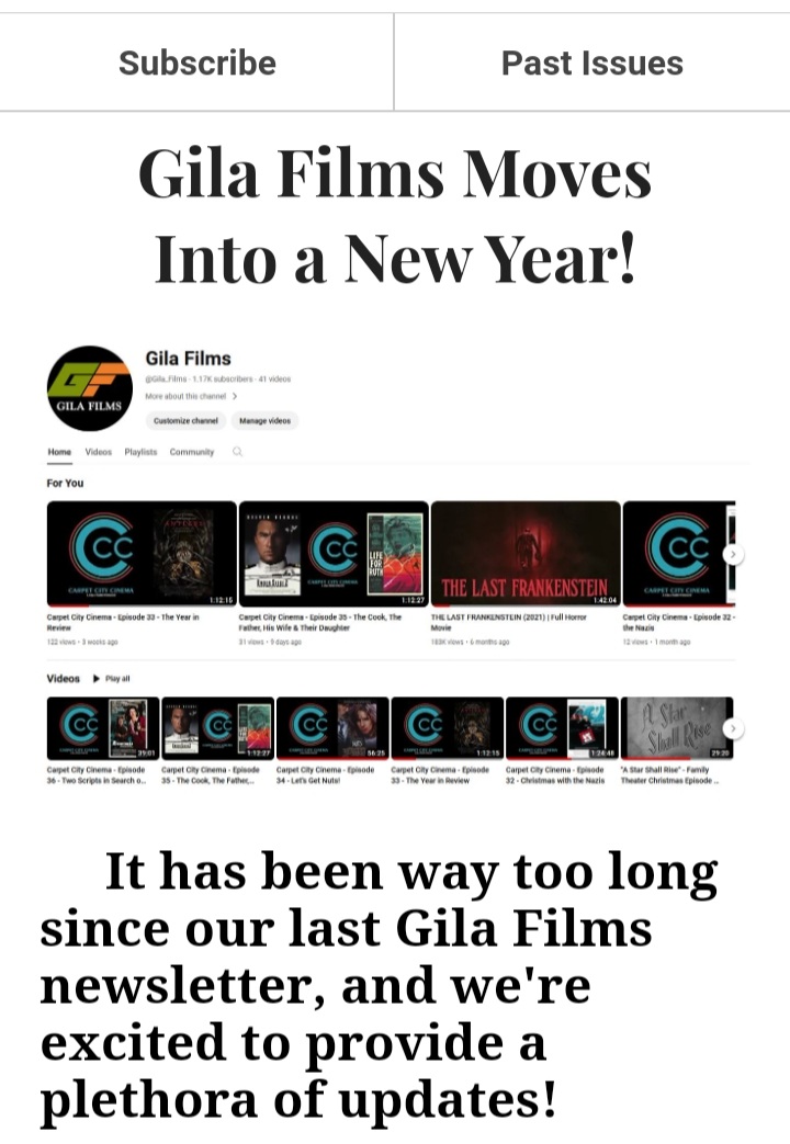 GilaFilmLLC's tweet photo. Another (long overdue) Gila Films newsletter thunders across the cyber plains, with updates on THE LAST FRANKENSTEIN and sundry other things! Not on our e-mail list? Head over to our website & rectify that situation!
#frankenstein #indiehorror #indiefilm #horrormovies #GilaFilms https://t.co/2nQRYHqhBo