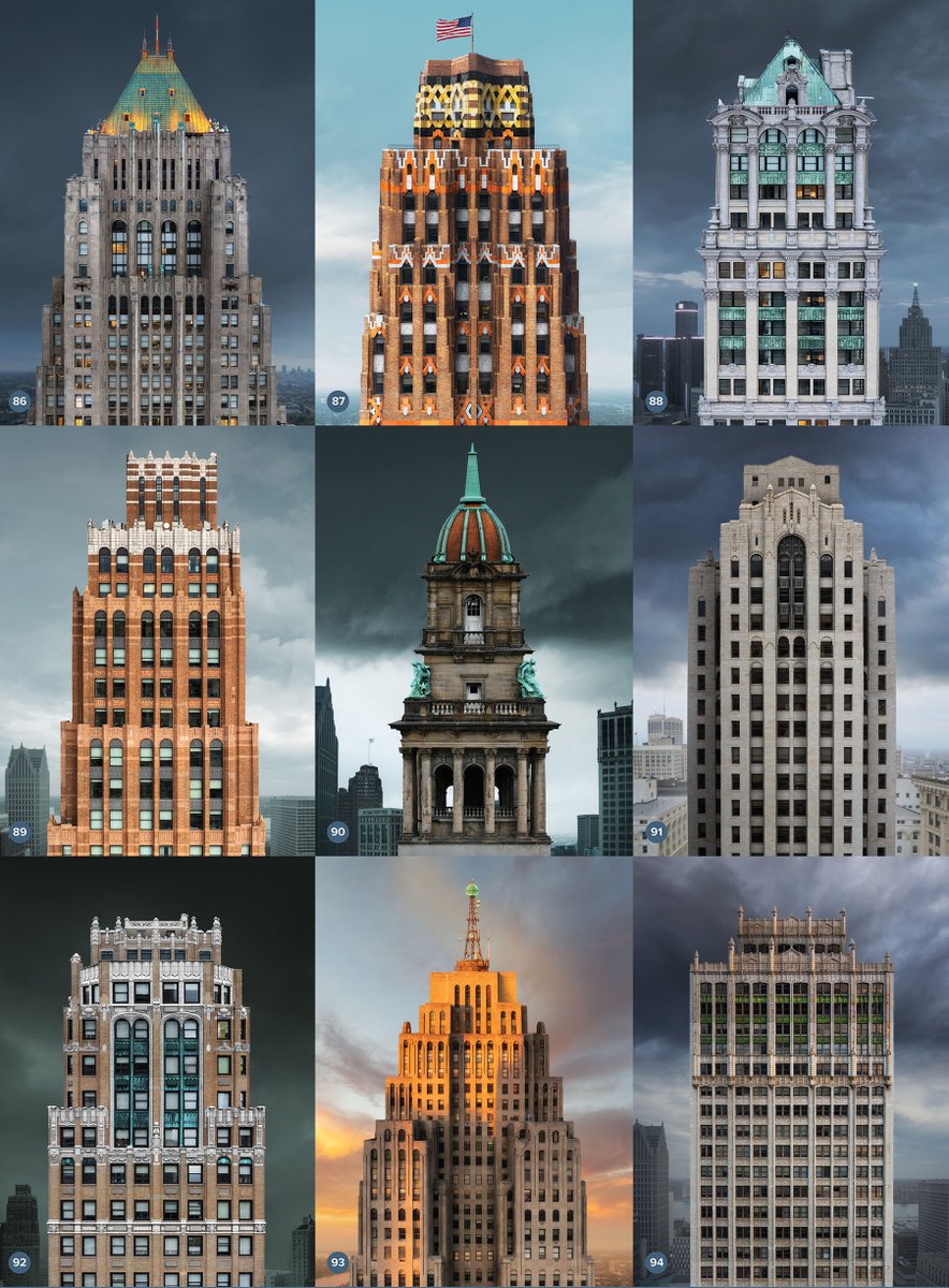 Detroit is one of the most underrated cities when it comes to historic skyscrapers. Here are my 9 favorites from the Motor City, Saving the best for last. 🧵
