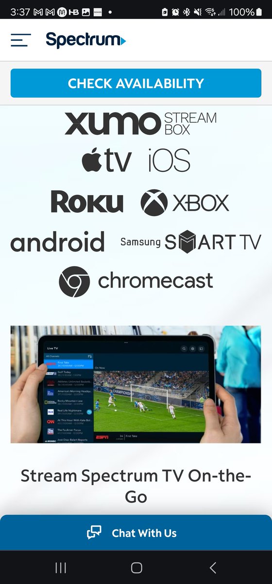 Join_The_ARC's tweet photo. Spectrum TV and Spectrum, in general, are absolutely garbage. Not available on a firestick, but I can watch it on a firetablet! Not available natively on chromecast (despite advertising claim that it is), but is available on my Google phone for me to cast to the device from! https://t.co/Ggtw0xmnRL