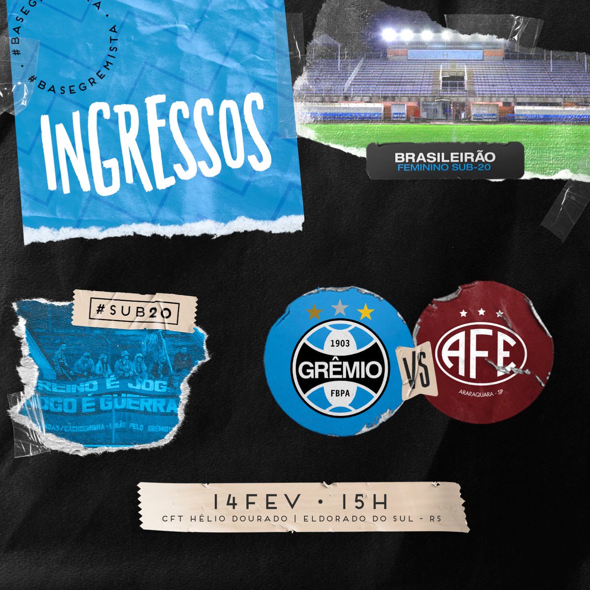 gremiosfr's tweet photo. GuriasGremistas no #BRFemininoSub20! 
O #Grêmio faz seu primeiro jogo como mandante nesta quarta-feira, no CFT Hélio Dourado, e conta com o teu alento! 
Vamos em busca do título inédito!

👉🏽 A entrada será mediante doação de 1kg de alimento não perecível.
#GuriasGremistas https://t.co/8NPbl5FOFq