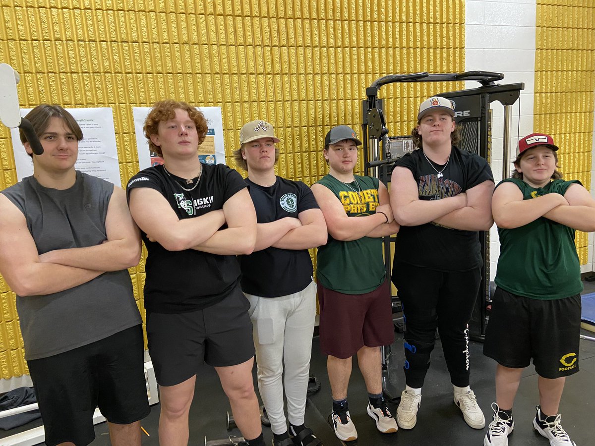 Super Bowl Liftoff in the bank!  6 participants, 12 PRs, and over 3400lbs lifted.  Shout out to Ethan stalling for highest relative strength at 3.94x BW and Cole Rogers for having highest combined total of 925.  #DoWork #Effort #MelfortFootball #CometPride #IWill #OffSeason