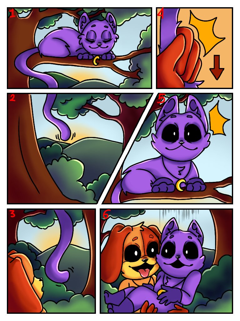 Mini comic de CatNap &amp; DogDay para no estar muerto. Dígame si dibujo más a estos dos. #PoppyPlaytimeChapter3 #catnap #dogday #Fanart #PoppyPlaytime #SmilingCritters