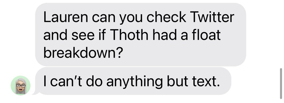 My Mom just texted me and asked me to check Twitter to see if Thoth had a breakdown. Just doing what Mom says. Lol. Cc: @ce_fox