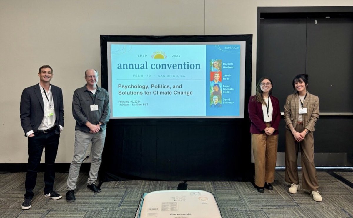 What an honor to chair my first conference session with such incredible speakers! Many thanks to @dgoldwert, Jacob Rode, and David Sherman for your outstanding talks & important work on understanding paths forward to address climate change. #SPSP2024 #climatechange