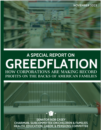 SenBobCasey's tweet photo. As my report from last year shows, shrinkflation and greedflation are hurting American families. I'm fighting back by pushing to end tax breaks for corporations and pass legislation to crack down on shrinkflation and price gouging.
Read my reports here 👉 https://t.co/dsCIZ9RjJS https://t.co/S7lBmzdkex