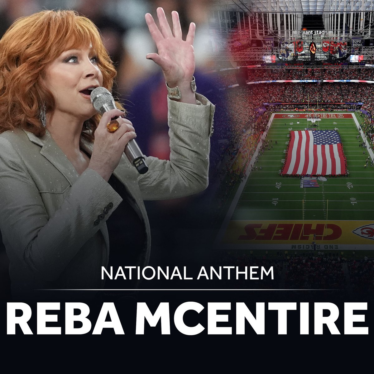 WTAE's tweet photo. Country star Reba McEntire performs the national anthem ahead of this year’s Super Bowl. 🎤🏈 What did you think of the performance? https://t.co/G7yjA8KMan