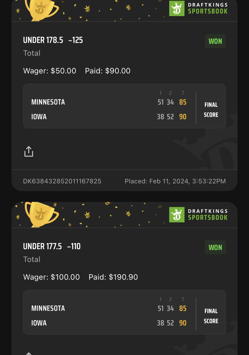 MrLiveOverUnder's tweet image. 🚀🔥BAAAANG

We hit the Tweener &amp;amp; Ladder Leg 2️⃣
🫵🏼Are you tailing Leg 3️⃣?

💰Iowa Over 173.5
💰Iowa Under 178.5

Chat today (5-2):

❌ FAU UNDER 153.5
✅Charlotte Temple over 133.5 
❌🪝UAB Tulsa Under 132.5
✅ UMass Over 149.5
✅North Texas Under 146.5
✅Iowa Over 173.5
✅Iowa…