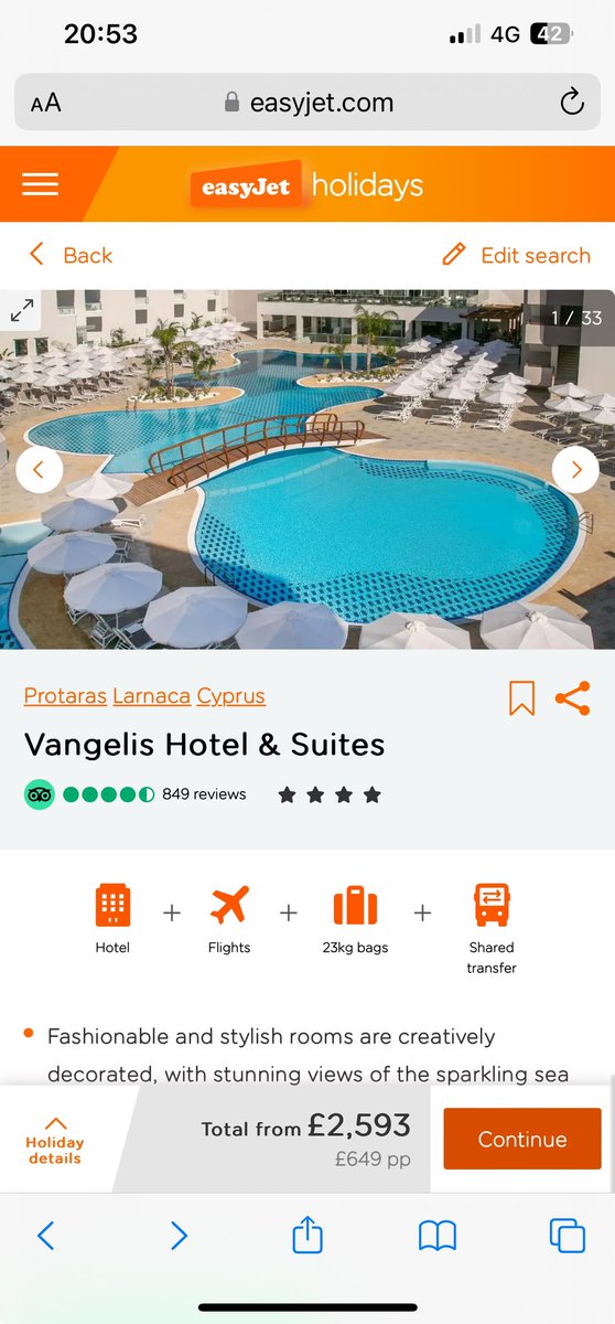 laurakneller's tweet photo. @easyJetholidays click ‘continue’ and the price goes up!! Why?! 😡🤦🏻‍♀️ https://t.co/L6EvyNDz9R