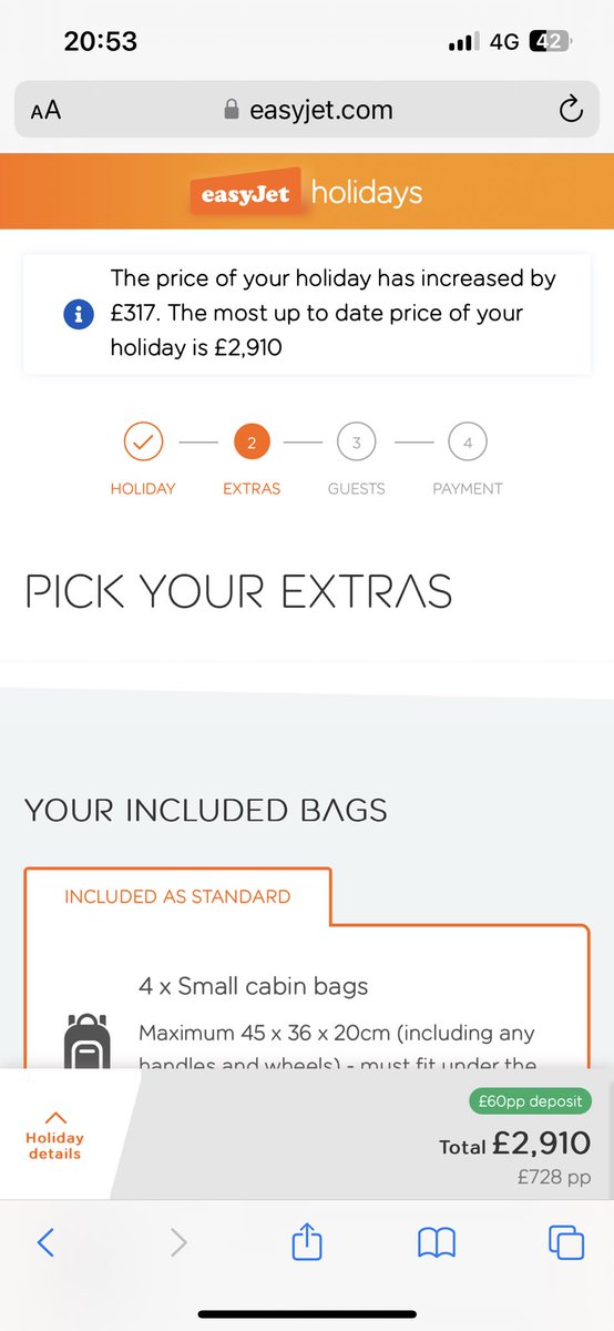 laurakneller's tweet photo. @easyJetholidays click ‘continue’ and the price goes up!! Why?! 😡🤦🏻‍♀️ https://t.co/L6EvyNDz9R