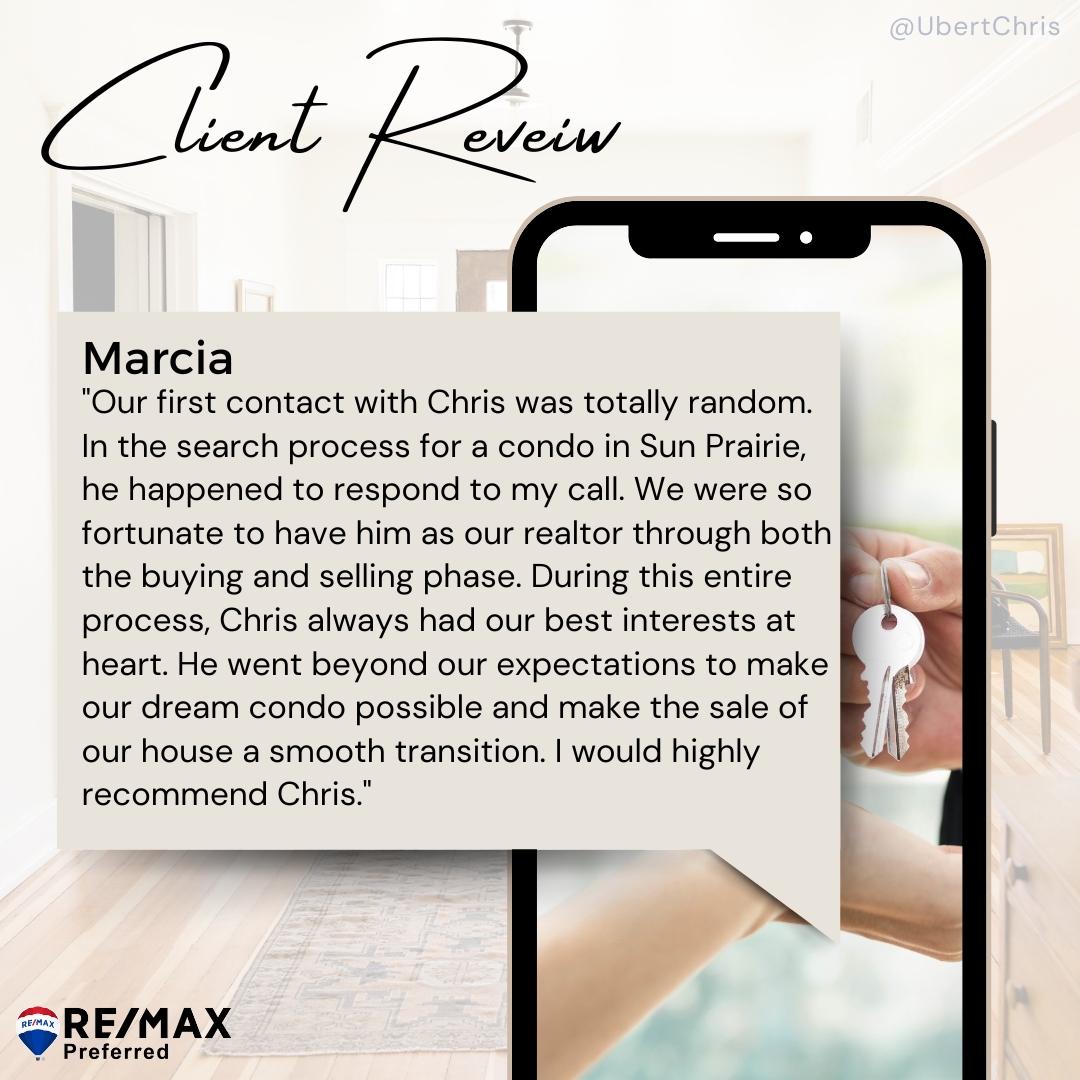 Thanks Marcia for the great review! 🤩We loved helping you with all your needs and are so glad you were satisfied! 

#WiscHomes #SWIHomes #REMAXPreferred #REMAXAgent #WeAreREMAX #Madison #SunPrairie #LakeHomes #CustomerService #HappyCustomers #TeamWork 🤝