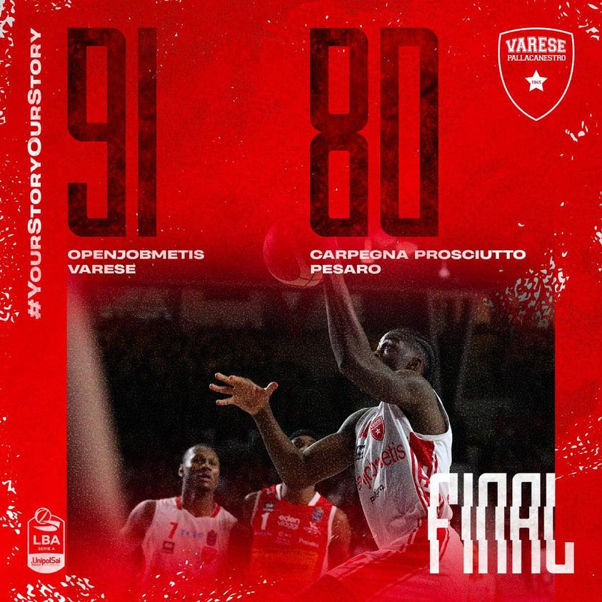 PallVarese's tweet photo. La #Openjobmetis vince a Masnago, che bello vincere in casa, che bello vincere insieme a voi ❤️
#VarPes #NoiSiamoVarese #YourStoryOurStory https://t.co/xRaGyF3l50