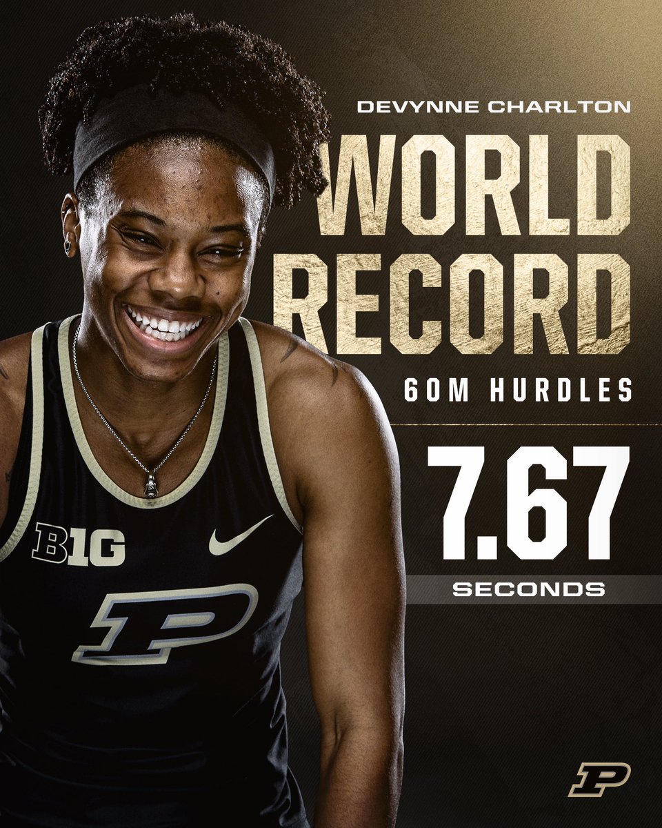 💥 WORLD RECORD 💥 Devynne Charlton breaks the world record in the 60m hurdles in 7.67 at the Millrose Games!! 🌎 #BoilerUp 🚂 x @DevynneCharlton