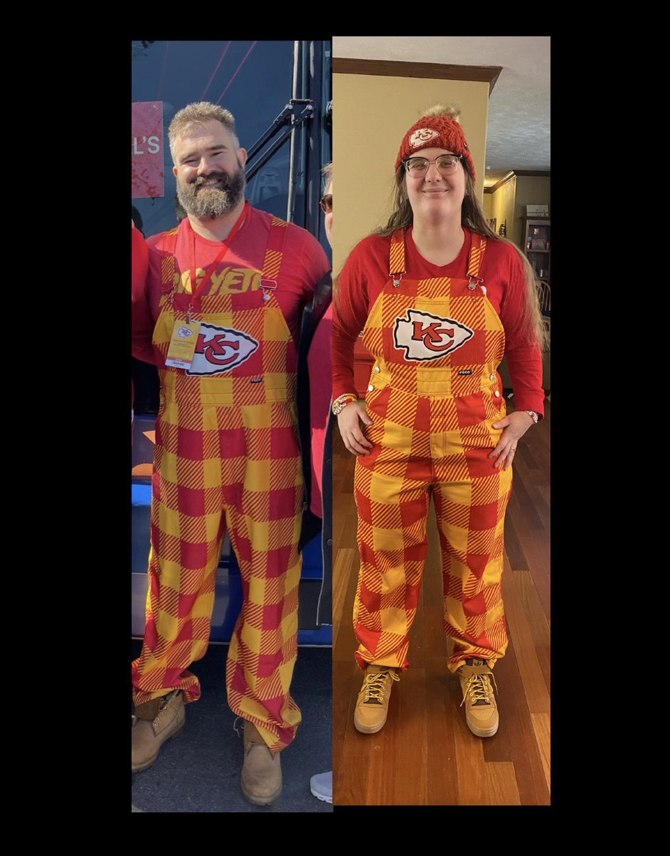kerribeard's tweet photo. My girl @AlanahDrum rocking the @JasonKelce vibes for the big game @newheightshow https://t.co/u0s7bJ6XCo