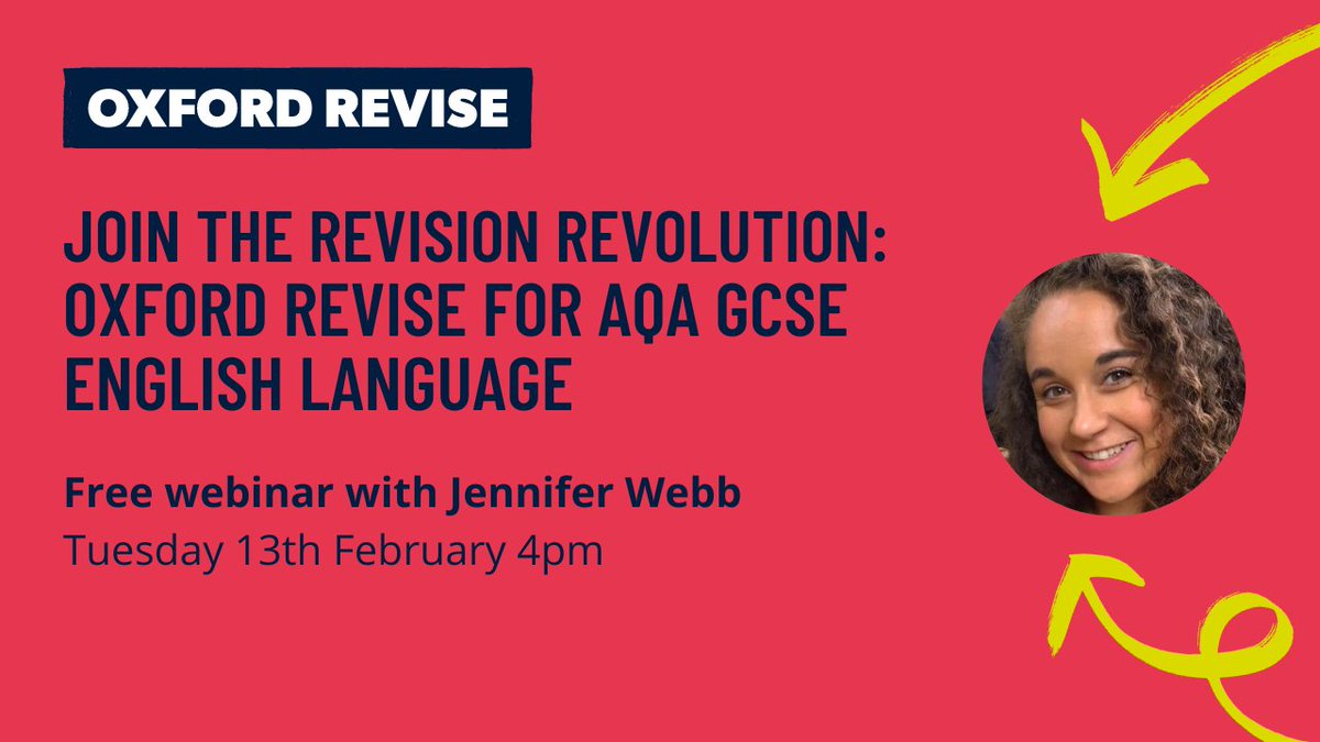 OUPSecondary's tweet photo. We're excited to host @FunkyPedagogy on Tues 13 Feb at 4pm to discuss the most effective ways to prepare your Y11 students for the AQA #GCSEEnglish Language exams.

Register to join us for the live webinar or get the recording: https://t.co/rQOxJMKj41

#OxfordRevise #TeamEnglish https://t.co/2eUPuMDiJC