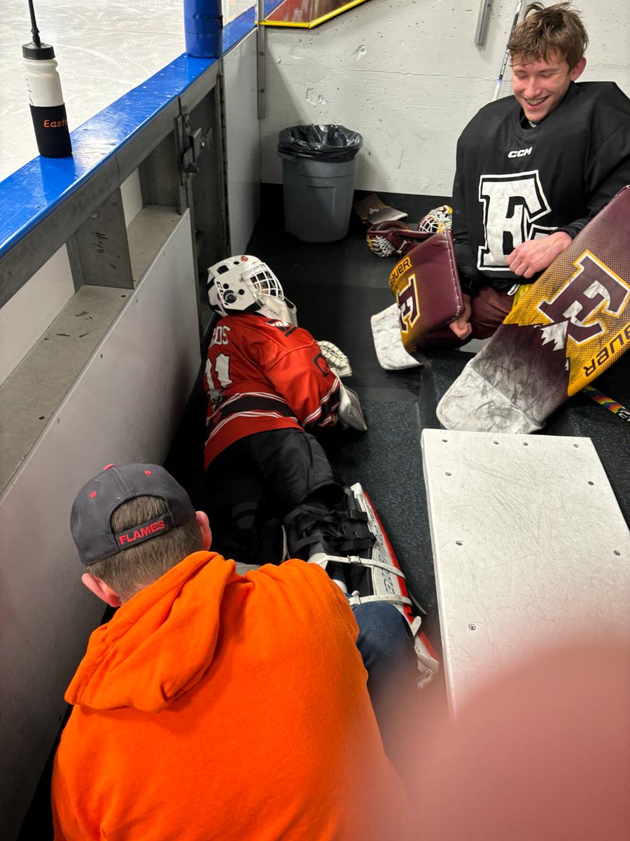 Ryley Budd was also out inspiring our young goalies, especially his buddy Harrison. Any Sunday he has off from <a href="/edgeschool/">Edge School</a> U18 he can be found at the rink with us. Another example of young hockey players making sure our players know they belong