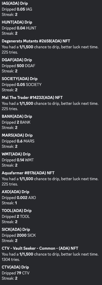 Hold just one Vault Seeker NFT & drip #Cardano tokens like $IAG $HUNT $DGAF $SOC $BANK $MARS $WMT $AXO $TOOL $SICK $CTV daily from Vault Drip on our discord powered by the awesome @TheFarmBots Buy NFT --> jpg.store/collection/ctv… Drip on Discord --> discord.gg/ctv