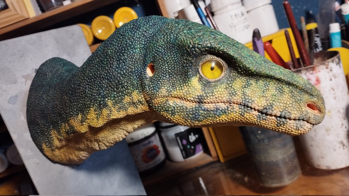 dinoesculturas's tweet photo. Full scale #Eoraptor bust, WIP (95%?), painting inspired by this guy https://t.co/jW4HNKPlmI