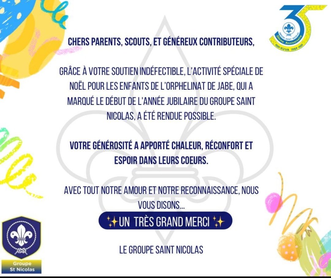 Stnicolascout's tweet photo. Des sourires, de l'amitié et beaucoup d'amour ont rendu ce 05/02/2024 une journée inoubliable. Nous avons passé un moment agréable dans l'amour et l'unité avec ces enfants. 
Merci à toutes les personnes qui ont aidé de près ou de loin pour la réalisation de cette activité. https://t.co/1bp9Aez8EM