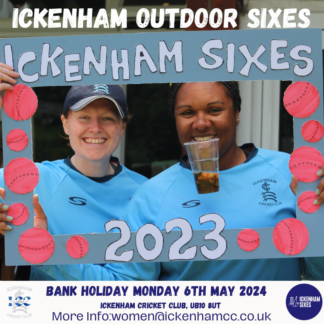 IckenhamLadies's tweet photo. Your favourite outdoor 6-a-side tournament is back! 🏏
 
@IckenhamCricket is celebrating its’ 175th anniversary this season making Outdoor Sixes even bigger &amp; better forming part of the celebrations! 🥳
 
Early bird discount for any teams who sign up &amp; pay by Wednesday 28th Feb! https://t.co/wtGc3SBAJt