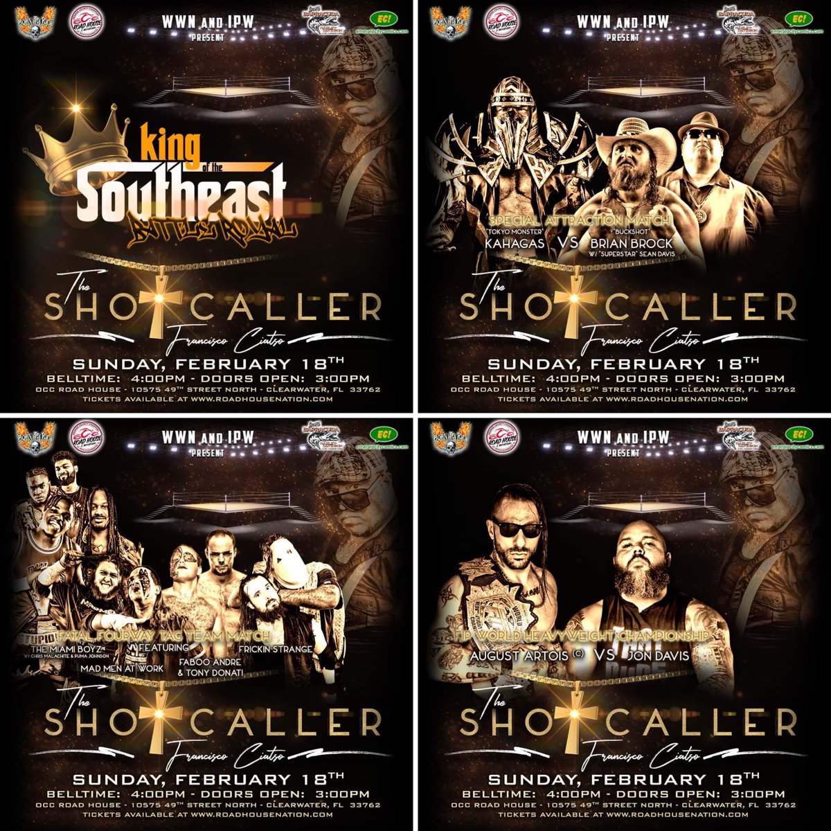 These 8 matches just announced for WWN and IPW presents The Shotcaller, a tribute to Francisco Ciatso! This is going to be one you don’t want to miss! Tickets available now at RoadhouseNation.com
