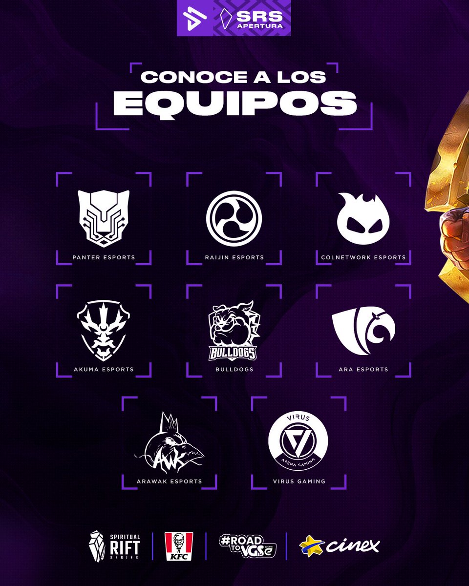 En esta ocasión, contamos con organizaciones ya conocidas pero también le damos la bienvenida a los nuevos miembros 😎💪

<a href="/PantereSports/">Panter eSports</a> | <a href="/EsportsRaijin/">RaijinEsports</a> | <a href="/tcn_esport/">Team ColNetwork</a> | <a href="/EsportsAkuma/">AKUMA ESPORTS</a> | <a href="/TeamCareperros/">BullDogs 🐶🇻🇪</a> | <a href="/ARAesportsVzla/">ARA Esports</a> | <a href="/arawakesports/">Arawak Esports</a> | #VirusGaming
