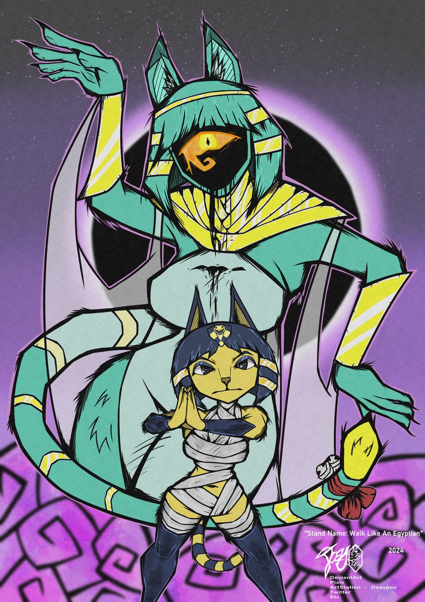 dosypoo's tweet photo. I wasn't able to post this for a bit but here it is now: #Ankha and #Nyanlathotep in a Jojo Stand: Walk like An Egyptian

#AnimalCrossing #SuckerForLove #JoJosBizarreAdventure https://t.co/qlocmYmJwF