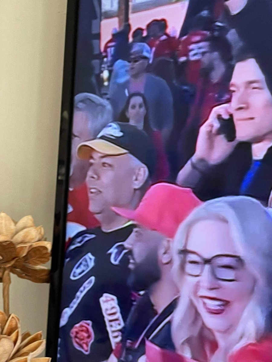 mseavert's tweet photo. #AsSeenOnTV Spotted in the front row in the crowd shot on the @NFLonCBS Super Bowl 58 pre-game show from Las Vegas. https://t.co/IescRh5jpY