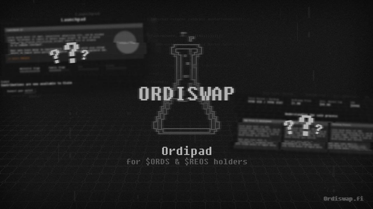 OrdiswapLabs's tweet photo. Sunday Alpha 👀

Coming soon: Ordipad, our BRC-20 launchpad &amp; the latest addition to the Ordiswap tech stack 🧪

→ Ordipad token launches will only be accessible to $ORDS and $REOS holders
→ Expect to see referral bonuses, multipliers, allocation tiers etc 🤝

More details 🔜 https://t.co/RR0I4XzwAN
