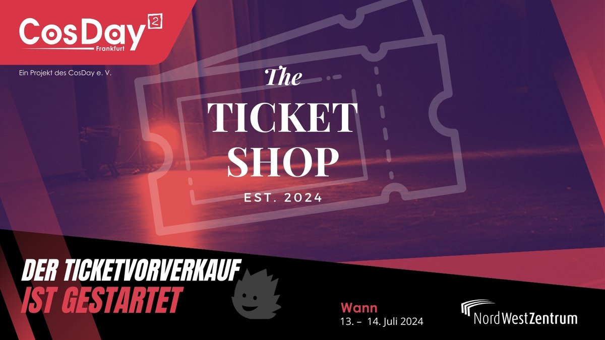 Der Ticketvorverkauf für den CosDay² 2024 im NordwestzentrumFrankfurt ist gestartet!
Sichere dir jetzt dein Ticket und sei unter den ersten 20 Tickets um das Sammlerticket mit dazu zu erhalten!

➡️ cosday.org/cosday2024/tic…

#cosday #cosday2024 #nwz #anime  #cosplay #Frankfurt