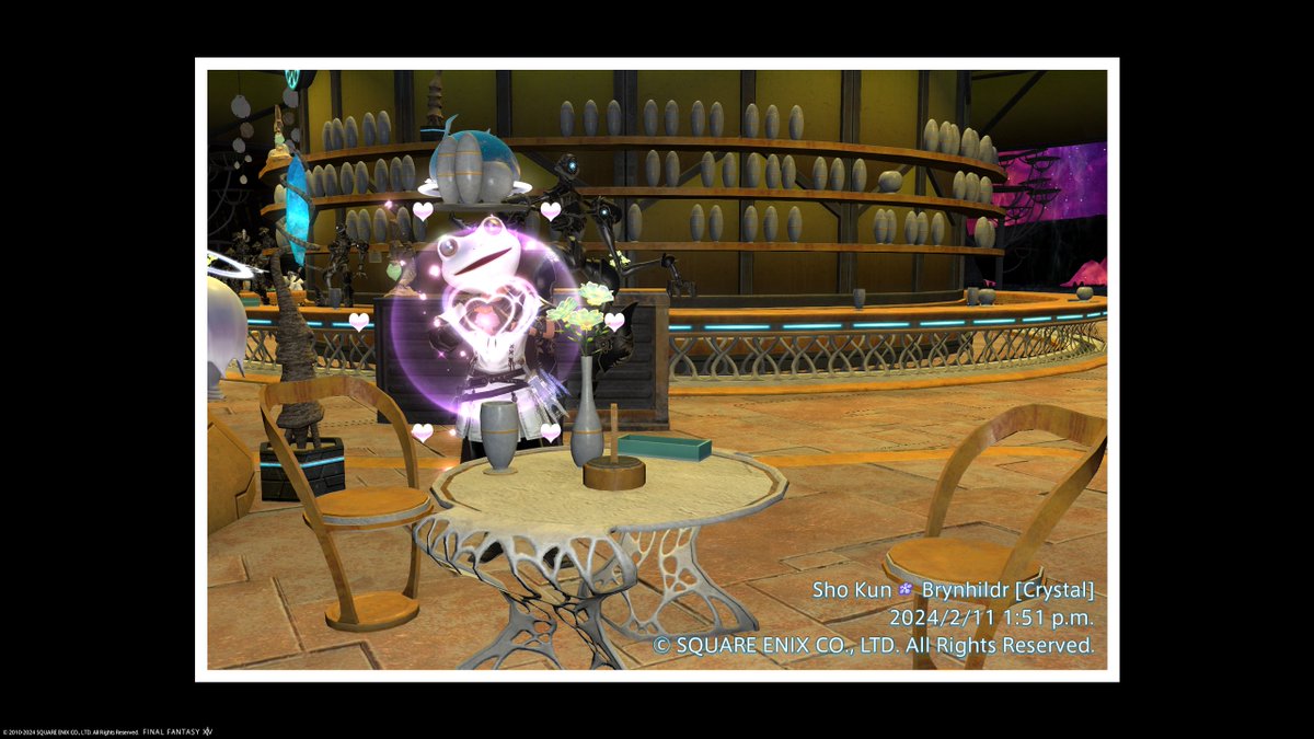 seiShoVT's tweet photo. @FF_XIV_EN Character Name: Sho Kun
World: Brynhildr
Prize: Great Paraserpent
#FFXIVSweepstakes

Got ready for a date at this cute, new cafe.
Spoiler: They didn't show up. 🥹 https://t.co/sspNTMWtt1