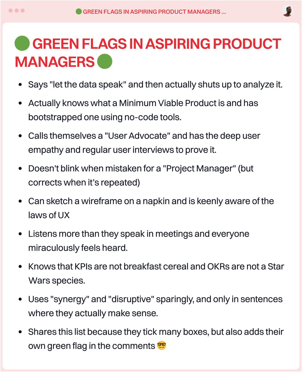 🟢 GREEN FLAGS IN ASPIRING PRODUCT MANAGERS 🟢