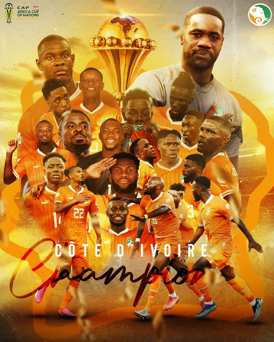 Selephanto's tweet photo. 🚨C’EST FAIT ! LA CÔTE D’IVOIRE REMPORTE LA CAN 2023 ! 🇨🇮😍

NOUS SOMMES CHAMPIONS D’AFRIQUE ! 🏆🌍 https://t.co/isCD9FvfaB