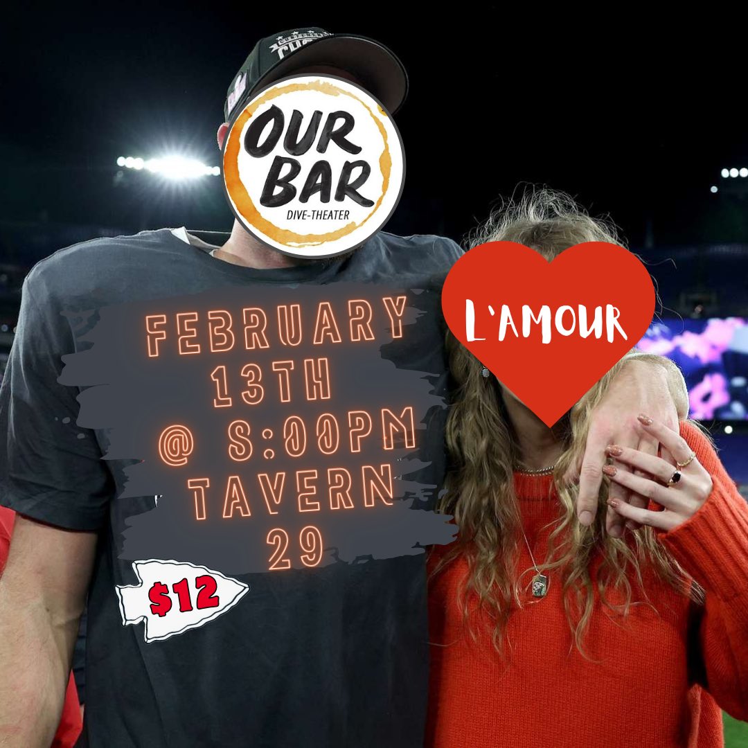 like Taylor and Travis, we ship Our Bar and L’Amour!

Happy #SuperBowlSunday!
we’ll see you on the other side on Tuesday February 13th at <a href="/tavern29/">Tavern29</a> for Our Bar: “L’AMOUR” at 8 pm!
ticket link in bio ⬆️
#ourbarnyc #superbowl #taylorswift #traviskelce 

ubmeevents.com/event/bdbac05a…