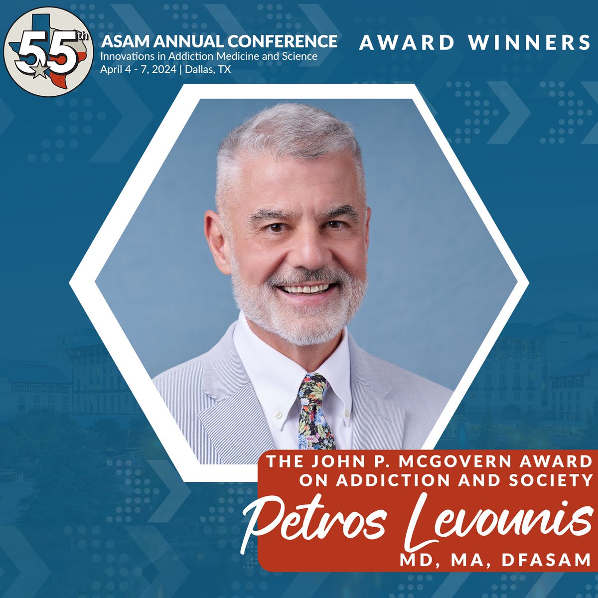 ASAMorg's tweet photo. Congratulations going out to Dr. Petros Levounis on receiving this year's John P. McGovern Award on Addiction and Society!

#ASAM #AC2024 #AddictionMedicine #AddictionTreatment #TreatAddictionSaveLives #ASAMAwards https://t.co/1ofYc0jOQT