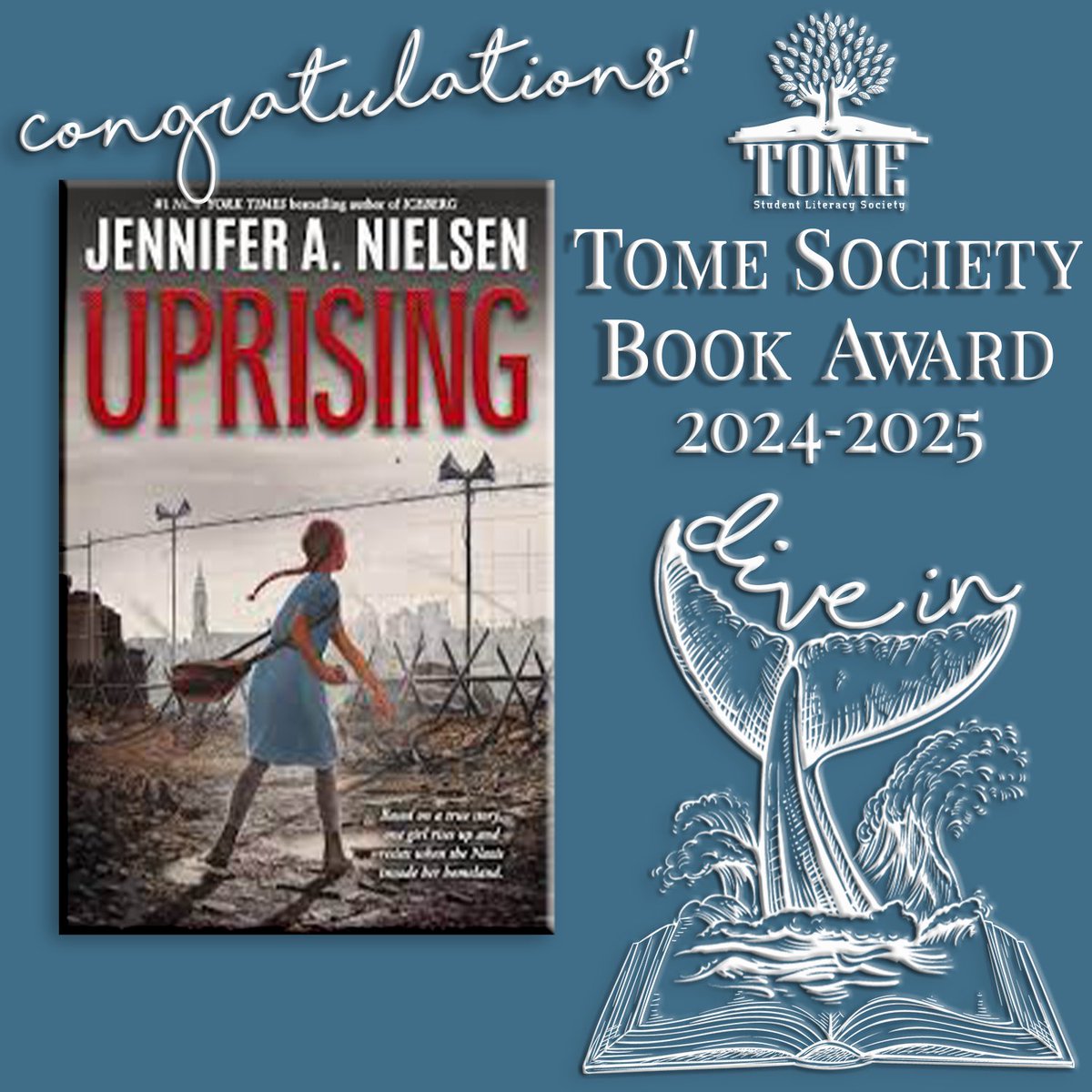 Congratulations @nielsenwriter ! Uprising has been awarded the 2024-2025 Junior Tome Book Award! @Scholastic