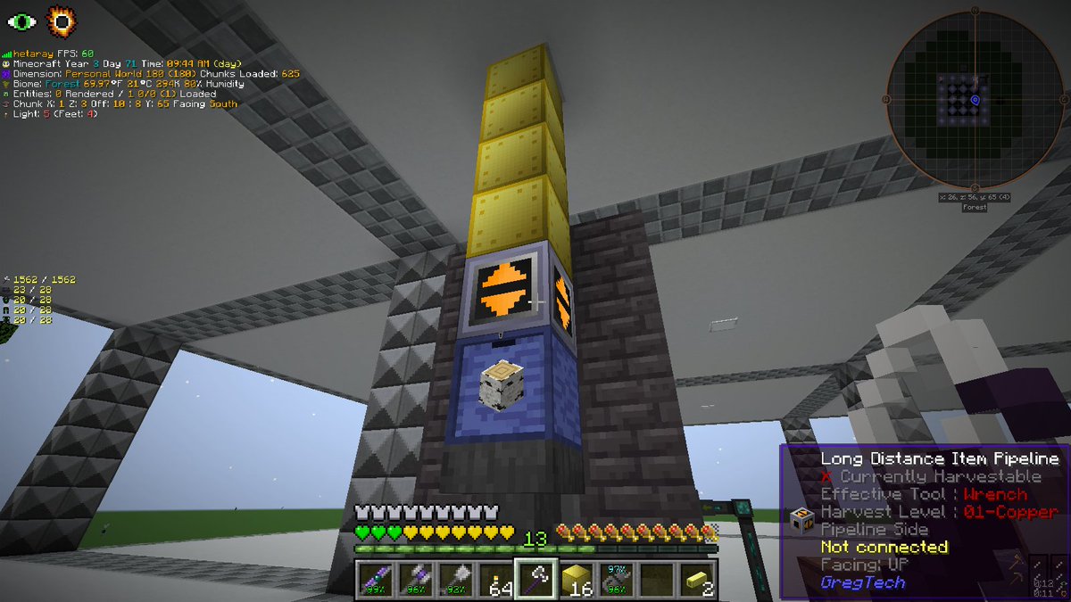 hetaray_mc's tweet photo. GTNHのLong Distance Item Pipelineってどうやって使うんだろ？🤔
112ブロックは離れてるけど接続されていないって出るし普通のアイテムパイプも繋がらないし https://t.co/R3jXyQF4p8