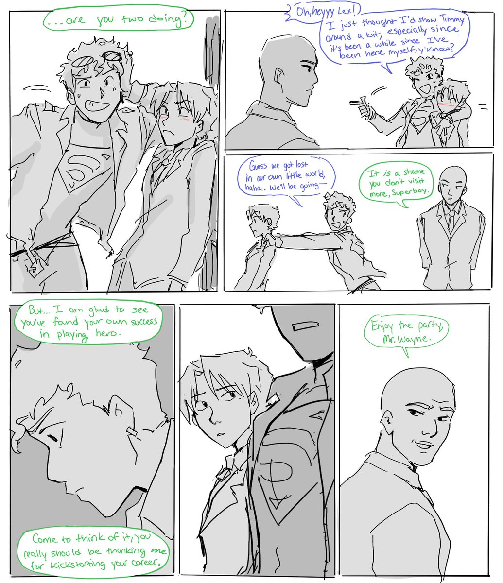 clambuoyance's tweet image. (1-3) *coughs* I drew a continuation of this a few months ago and totally forgot about it

happy early Valentine’s Day I will post the rest of this dumb miraculous lovesquare au as the week goes by 🤧🤧🤧 (not a 1:1 au, just stealing the basic premise)

#timkon #timdrake #konel