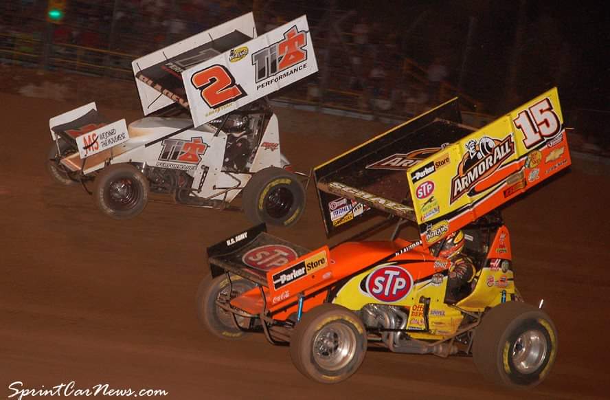 All-Champ <a href="/DaleBlaney/">Dale Blaney</a> battles <a href="/WorldofOutlaws/">World of Outlaws</a> champ <a href="/DonnySchatz/">Donny Schatz</a> during  action <a href="/Lernerville/">Lernerville Speedway</a> Speedway