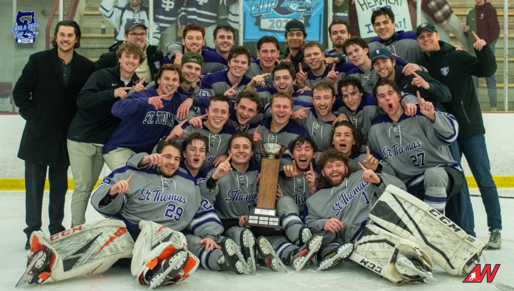 WCCHAhockey's tweet photo. 🏆 2023-2024 #WCCHA Champions 🏆

𝙐𝙉𝙄𝙑𝙀𝙍𝙎𝙄𝙏𝙔 𝙊𝙁 𝙎𝙏 𝙏𝙃𝙊𝙈𝘼𝙎 𝙏𝙊𝙈𝙈𝙄𝙀𝙎

#WCCHA | #CarlaBergCup | #ACHAM2 https://t.co/IeguAYADpl