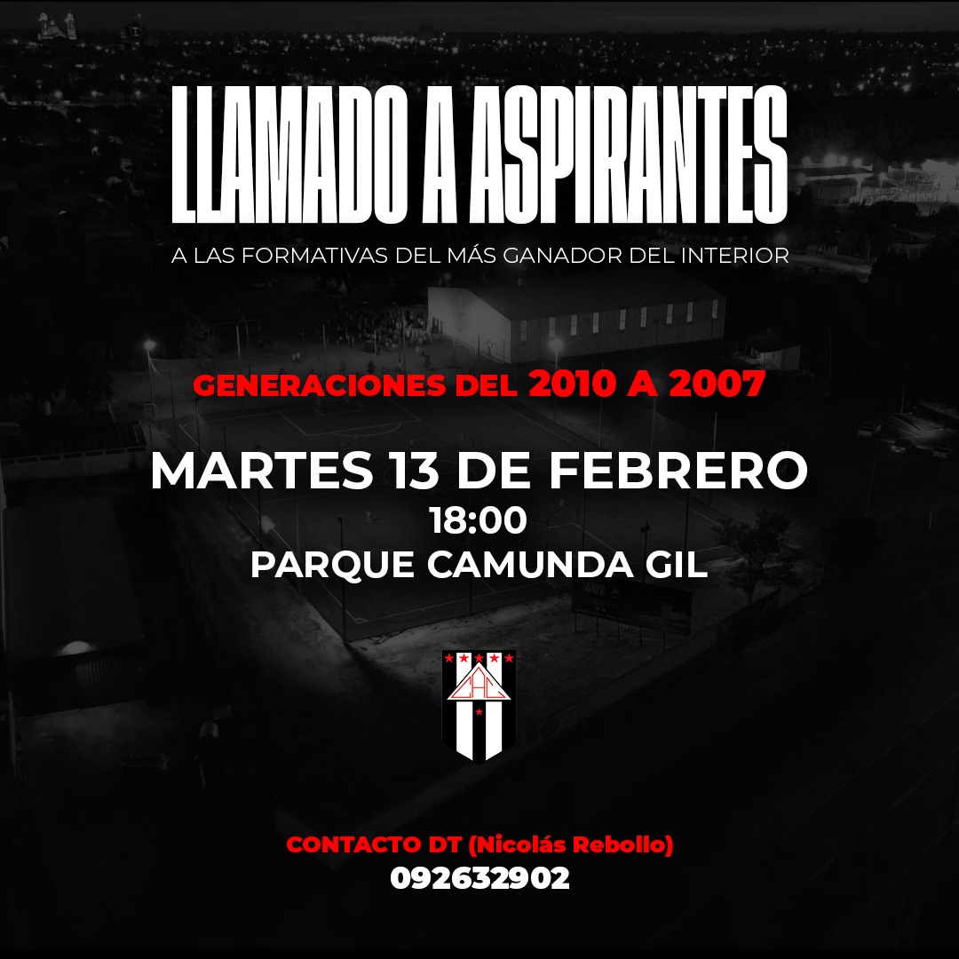 ¡VENÍ A SER PARTE! ⚫️⚪️

Te invitamos a sumarte a los planteles de formativas para esta nueva temporada.

📞Contáctate con el DT para más información