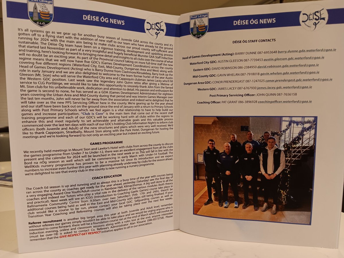 WaterfordGAACG's tweet photo. #DèiseÒg News feature on today's Allianz NHL programme in Walsh Park, all the very best to @johnquinn59 on his retirement & we thank him for his massive contribution to @WaterfordGAA spanning over many years 👍👏⚪️🔵🏑🏐 #FeaturePiece #JuvenileGAA #Planning #Development @wlrfm https://t.co/HR0DZ2DOwh