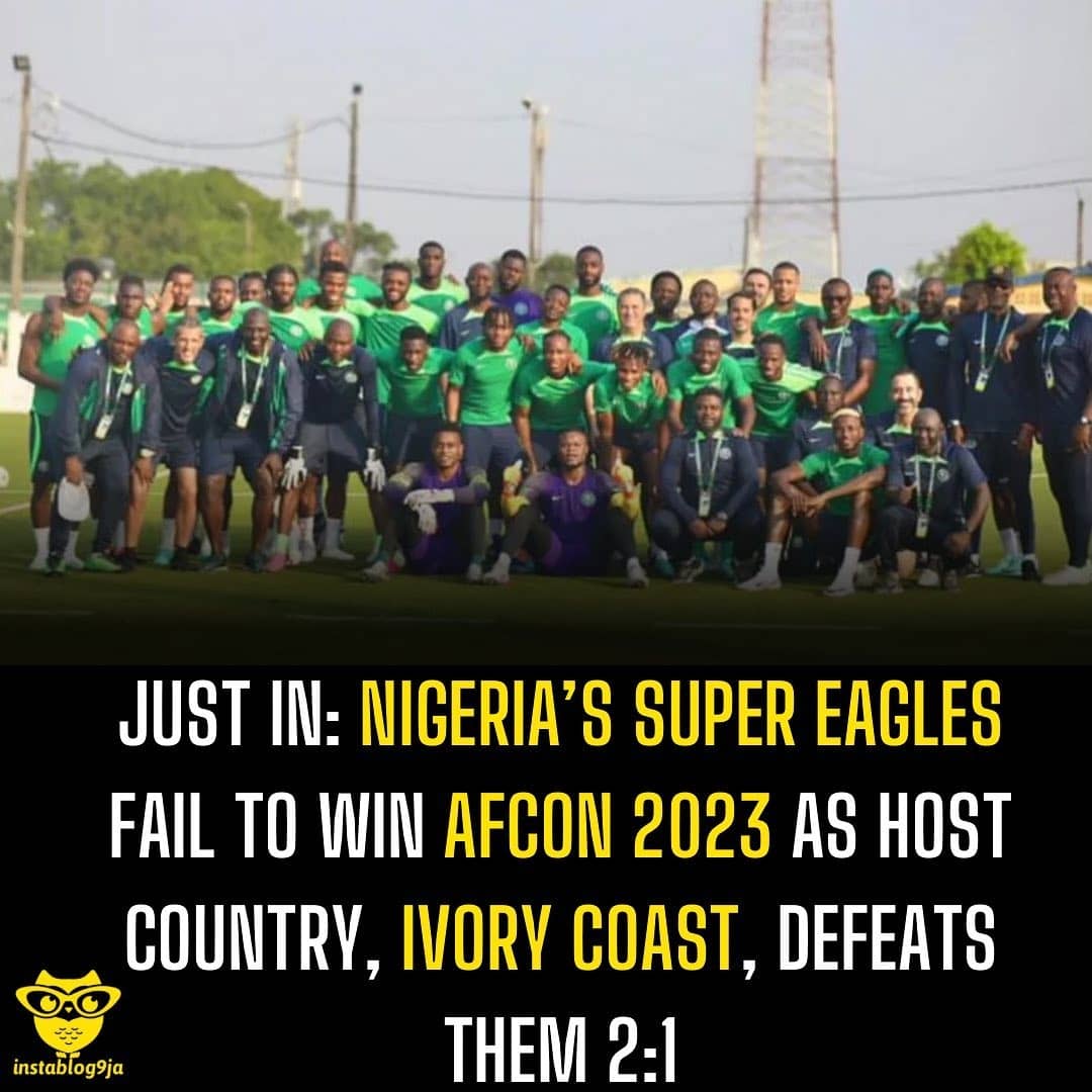 Just In: Nigeria’s Super Eagles fail to win AFCON 2023 as host country, Ivory Coast, defeats them 2:1. The Super Eagles of Nigeria failed to win the Africa Cup of Nations (AFCON) 2023 on Sunday, February 11, as the host country, Ivory Coast defeated them 2:1. The Super Eagles
