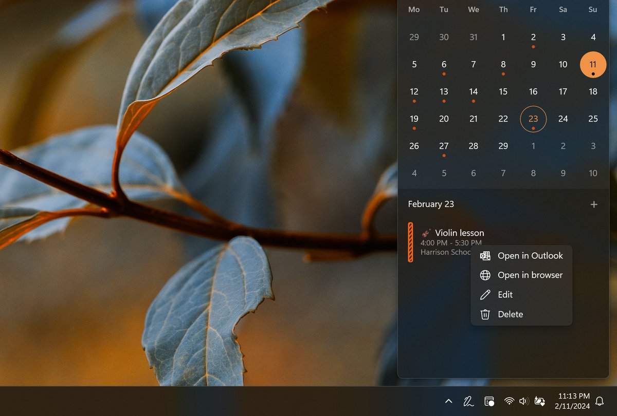 michalleptuch's tweet image. Calendar Flyout 2.0 allows you to add, edit and delete events and online meetings. More features (including Google calendars support) coming soon! 😎📅
#WindowsDev #WindowsAppSDK #UWP #WPF #Windows11