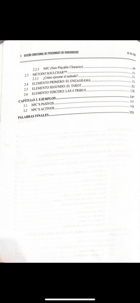 Hello everyone! I would like to recommend this Design book. This was my first introduction to the professional world of video games.

The name of the Book: “Diseño emocional de personajes de videojuegos”

Author: Ricardo Izquierdo