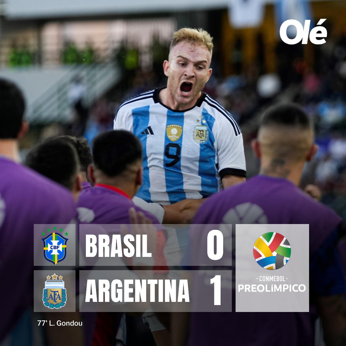 DiarioOle's tweet photo. ¡¡¡DALE QUE NOS VAMOS A LOS OLÍMPICOSSSSSSS!!! 💪💪🇦🇷🇦🇷

⚽️ Gol SALVADOR de cabeza Gondou sobrel el final 

👋🇧🇷
