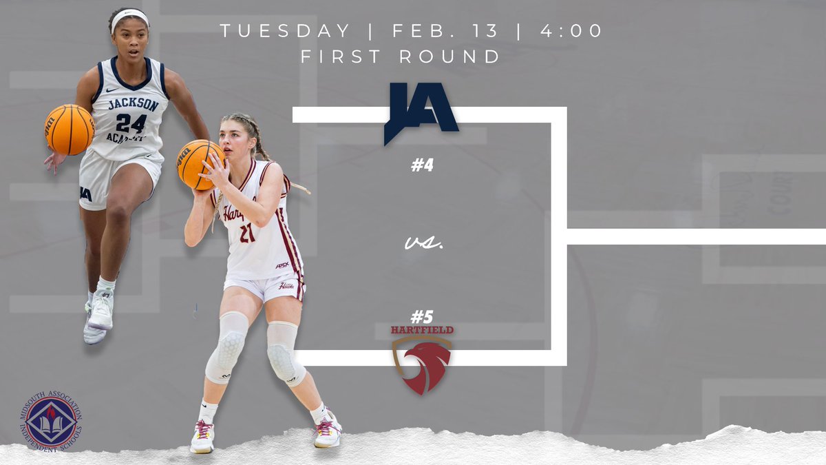 MAIS6AHoops's tweet photo. 𝐅𝐢𝐫𝐬𝐭 𝐆𝐚𝐦𝐞 𝐨𝐟 𝐭𝐡𝐞 𝐓𝐨𝐮𝐫𝐧𝐚𝐦𝐞𝐧𝐭

Winner advances to semifinals vs. #1 seed @mragirlshoops (32-2; 10-0)

#4 @JARaiderWBB (14-16; 4-6)
vs. 
#5 @HartfieldGirls (13-14; 3-7)

#PathToClinton https://t.co/lIVsdCaWEu