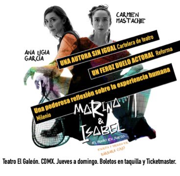 Domingo de poner al mundo en juego y de ser testigos del encuentro histórico entre Isabel la católica y La Malinche en Marina &amp; Isabel

🗓️ Hoy a las 18:00 h Teatro El Galeon
🎟️ En taquilla y <a href="/Ticketmaster_Me/">Ticketmaster México</a> 
👉🏼 bit.ly/3HeZ6e8

#Teatro #CDMX