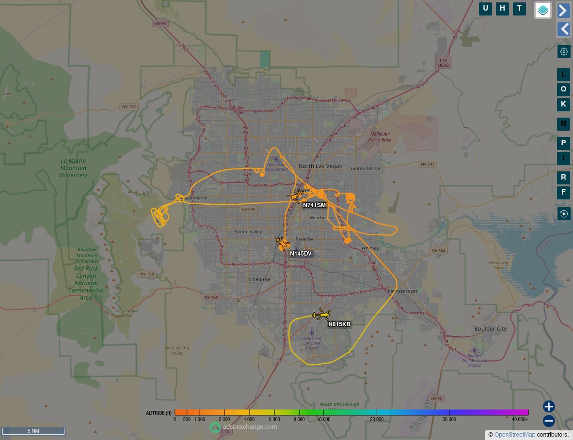 A look at the skies over Las Vegas for the Super Bowl.  

2 - Las Vegas Metro PD 
      N145DV - EC145
      N741SM - AS350
1 - US Customs & Border Protection 
      N815KB - H60