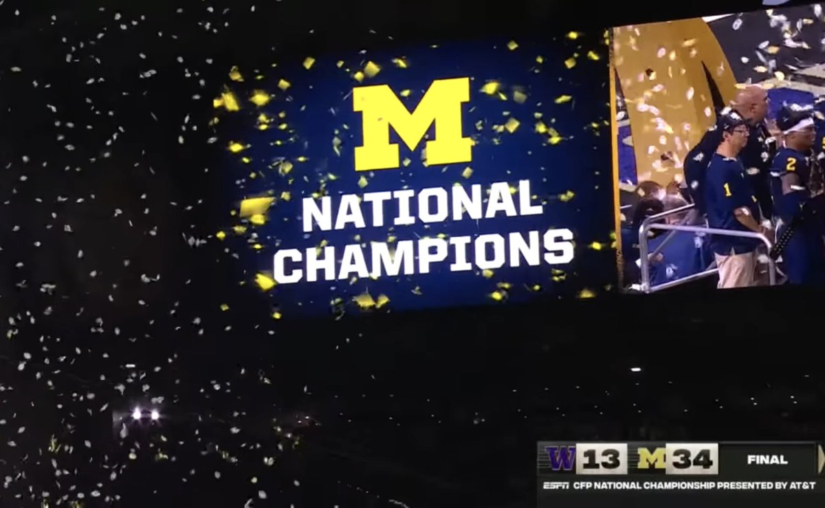 I don’t know who is going to win the Super Bowl tonight, but I do know that Michigan won the national championship last month. #GoBlue