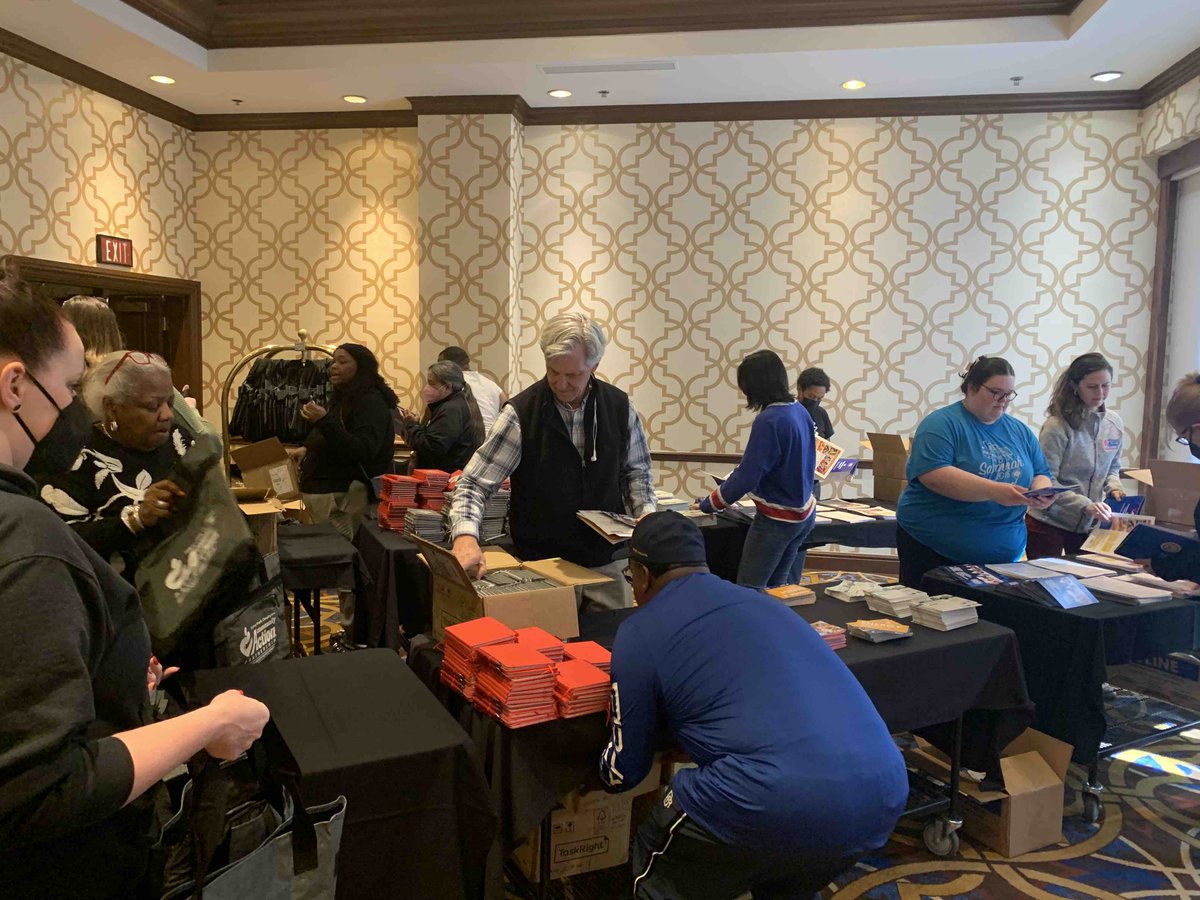 CAPartnership's tweet photo. The NCAP squad has landed in Las Vegas and we’re hard at work stuffing attendee tote bags in preparation for #MLTC24, which officially kicks off on Wednesday with pre-conference events taking place all day Tuesday. See you soon, #CommunityAction! #60YearsStrong #CommunityAction60 https://t.co/QSJmnEewPf